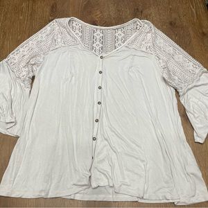 Torrid Top - Boho Woman’s Plus Top - Off White Super Soft